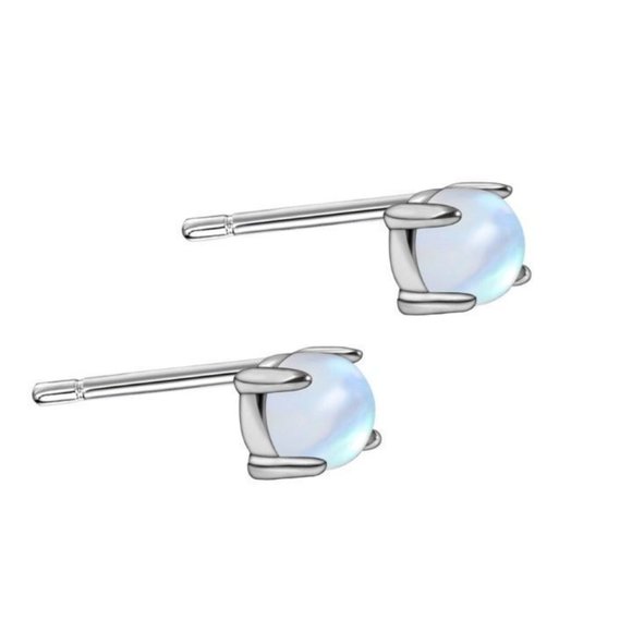 Jewelry - Moonstone Studs Earrings-Solid S925- EOS001